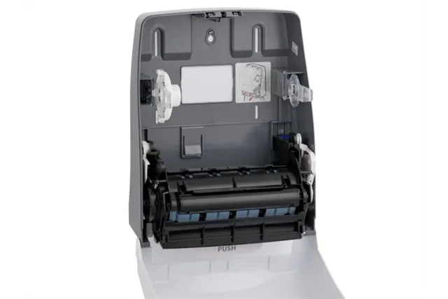 Mechaniczny podajnik ręczników papierowych w rolach MERIDA ONE AUTOMATIC MAXI, tworzywo ABS, biały
 Merida CEB301