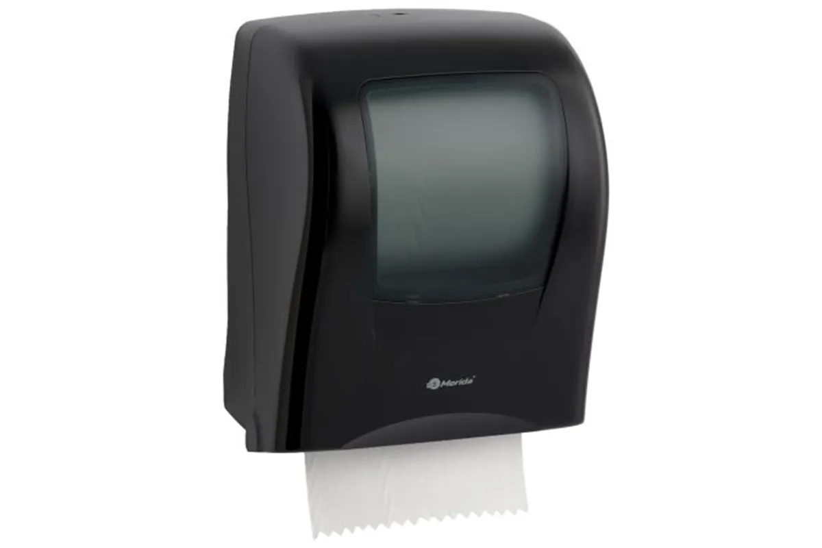 Mechaniczny podajnik ręczników papierowych w rolach MERIDA ONE AUTOMATIC MAXI, tworzywo ABS, czarny
 Merida CEC301