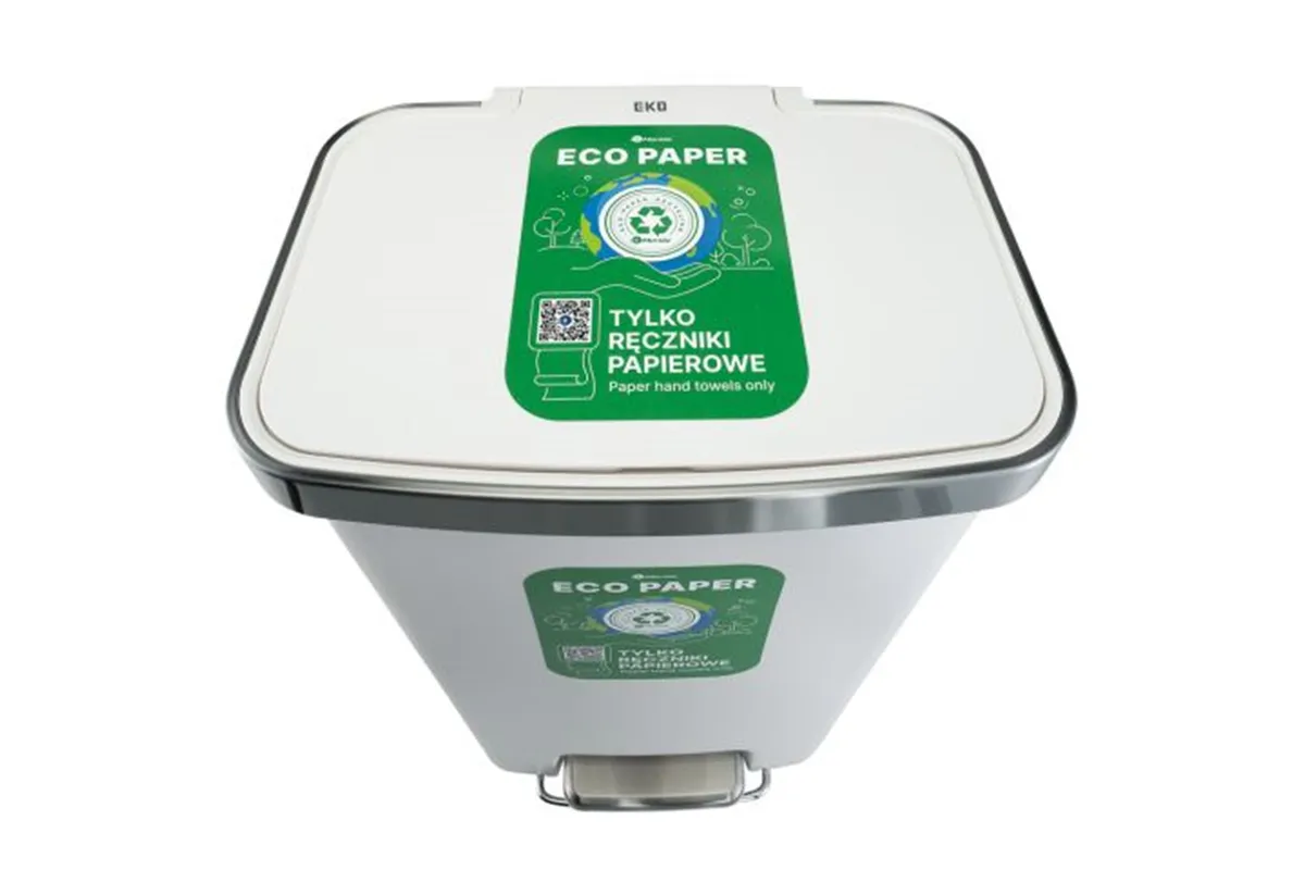 Kosz pedałowy MERIDA ECO PAPER, pojemność 50 l, tworzywo sztuczne, biały
 Merida KJB410
