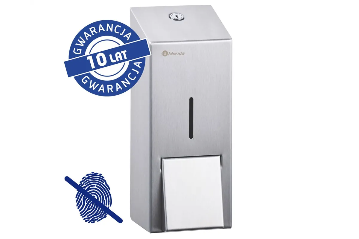 Dozownik mydła w płynie MERIDA STELLA Anti-FingerPrint MAXI, pojemność 800 ml, stal matowa z powłoką AFP
 Merida DSM176