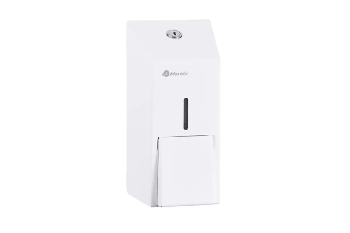Dozownik mydła w płynie MERIDA STELLA WHITE LINE MINI, pojemność zbiornika 400 ml, biały
 Merida DSB105