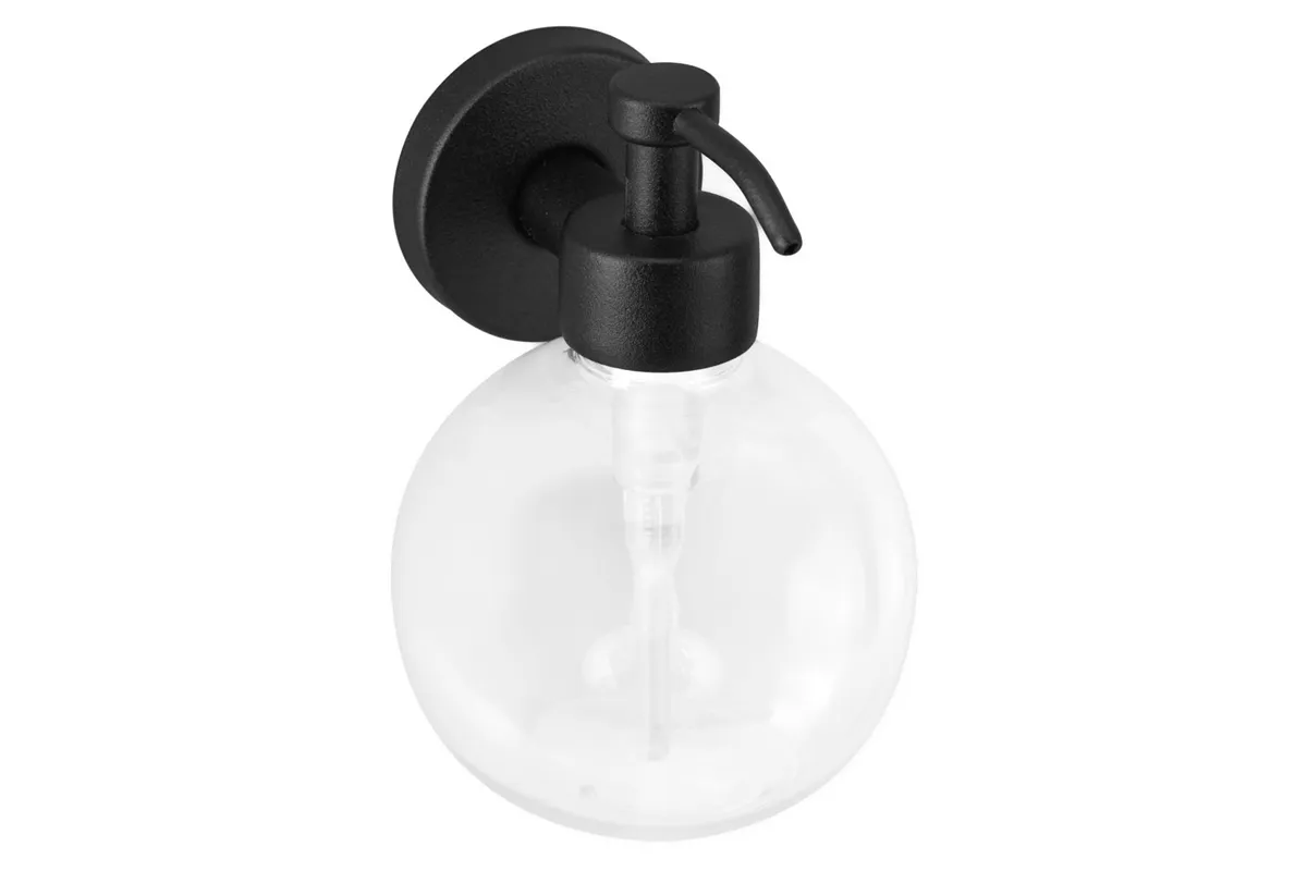 Dozownik mydła w płynie z pojemnikiem w kształcie kuli naścienny MERIDA STELLA BLACK LINE, zbiornik 150ml, czarny
 DLC101