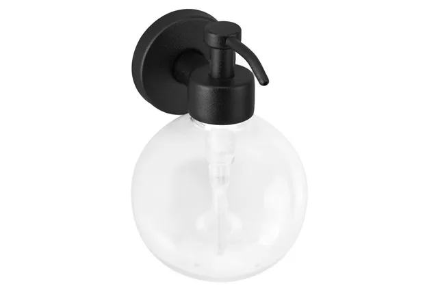 Dozownik mydła w płynie z pojemnikiem w kształcie kuli naścienny MERIDA STELLA BLACK LINE, zbiornik 150ml, czarny
 DLC101