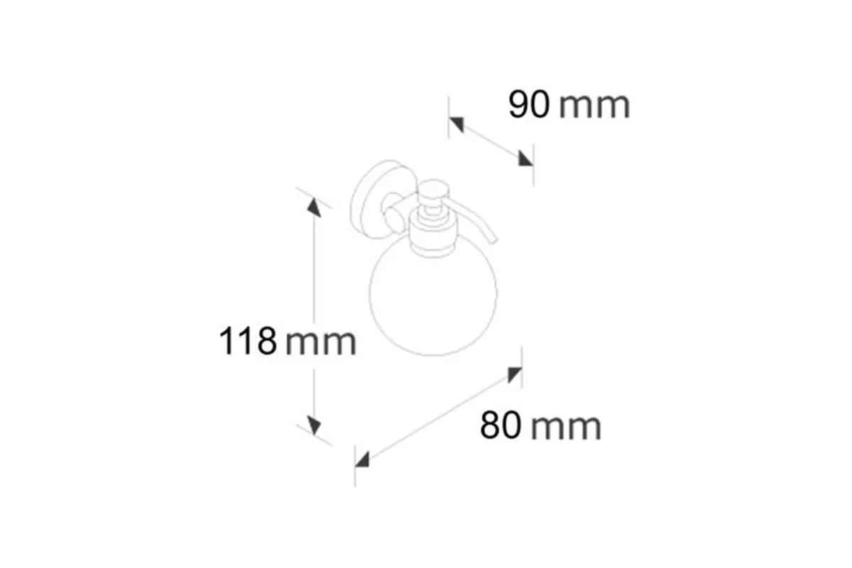 Dozownik mydła z pojemnikiem w kształcie kuli stojący MERIDA STELLA BLACK LINE, pojemność zbiornika 150 ml, czarny
 DLC102