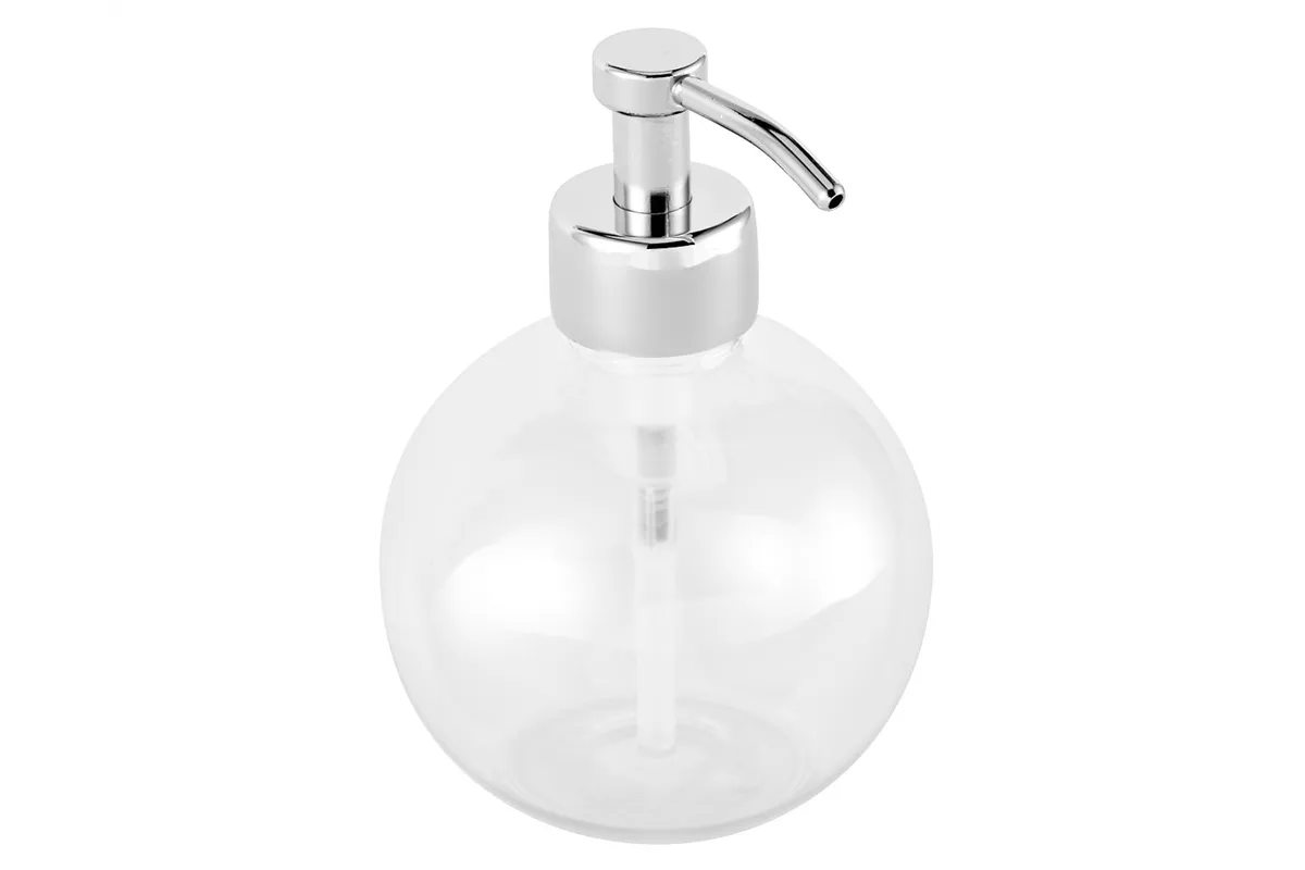Dozownik mydła z pojemnikiem w kształcie kuli stojący, pojemność zbiornika 150 ml, chromowany mosiądz
 Merida DLV102