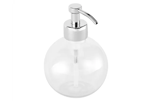Dozownik mydła z pojemnikiem w kształcie kuli stojący, pojemność zbiornika 150 ml, chromowany mosiądz
 Merida DLV102
