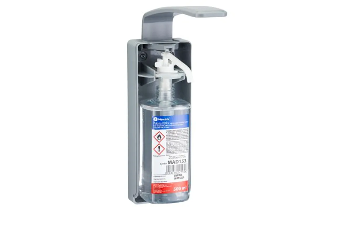 Dozownik z przyciskiem łokciowym na wkłady 500 ml, z tacką ociekową, tworzywo ABS
 Merida D9PT
