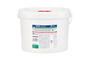 Chusteczki nasączone do dezynfekcji rąk i powierzchni MERIDA VADO SOFT, wiadro 10 l, rolka 122,36 m, 322 listki
 UMD832