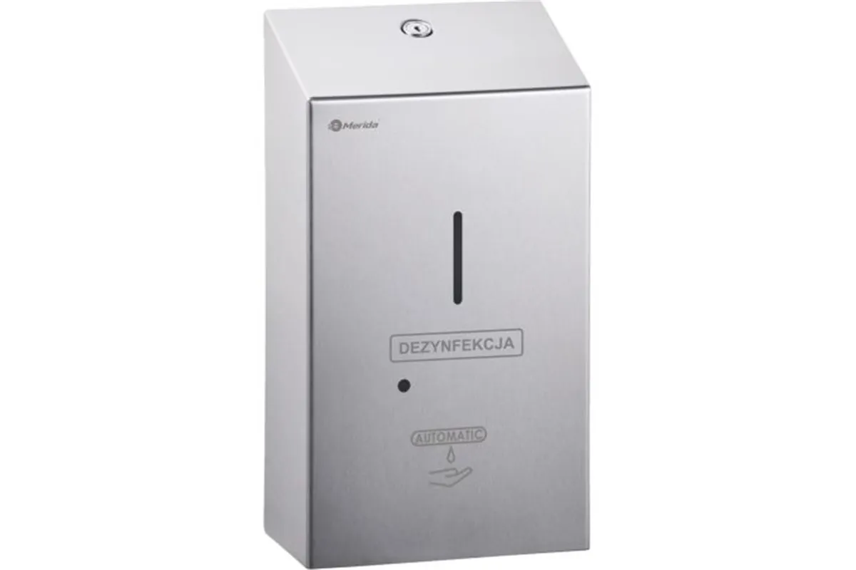Bezdotykowy automatyczny dozownik płynu dezynfekcyjnego w sprayu na wkłady 1000ml MERIDA STELLA, stal matowa
 DSM409