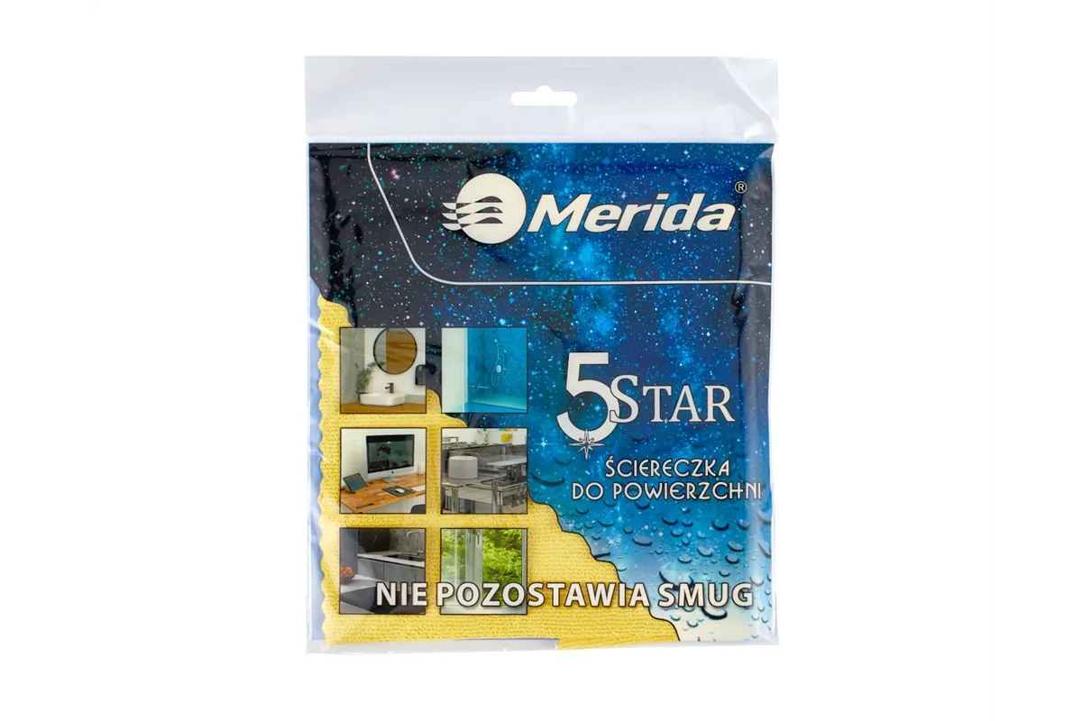 Ściereczka z mikrowłókna powlekanego poliuretanem MERIDA 5 STAR żółta
 Merida SRL035