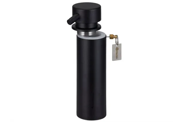 Dozownik mydła w płynie mocowany do blatu MERIDA STELLA BLACK LINE, pojemność zbiornika 300 ml, czarny
 Merida DSC111