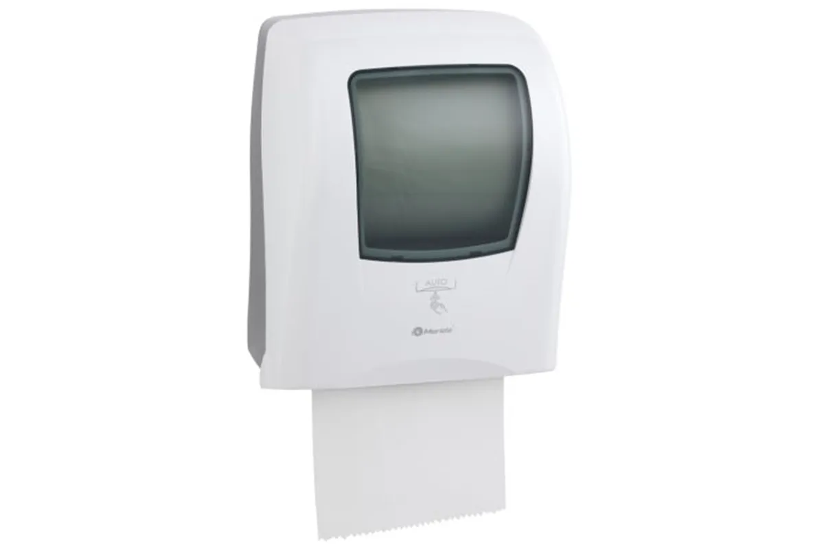 Automatyczny bezdotykowy podajnik ręczników papierowych w rolach MERIDA ONE AUTOMATIC MAXI, tworzywo ABS, biały
 Merida CEB501