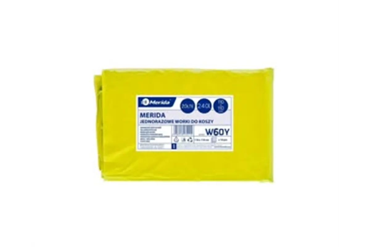 Worki na śmieci MERIDA, 110 x 110 cm, pojemność 240 l, paczka 10 szt., ŻÓŁTE, LDPE
 Merida W60Y