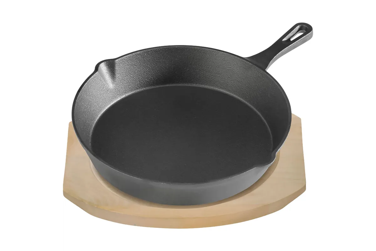 Patelnia żeliwna z podstawą drewnianą, Ø 255 mm Stalgast 049009