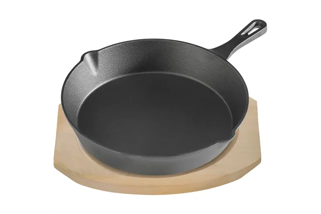 Patelnia żeliwna z podstawą drewnianą, Ø 255 mm Stalgast 049009