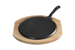 Patelnia żeliwna z podstawą drewnianą, rant niski, Ø 255 mm Stalgast 049018