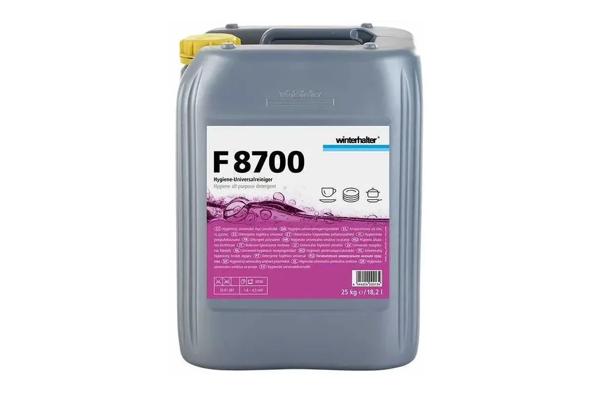 Winterhalter F8700 – uniwersalny detergent higieniczny do zmywarek przemysłowych, do twardej wody, 25 kg