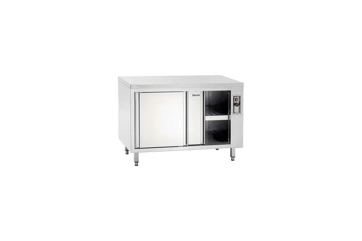Szafka grzejna z przesuwnymi drzwiami i półką, głębokość 700mm, szerokość 1800mm