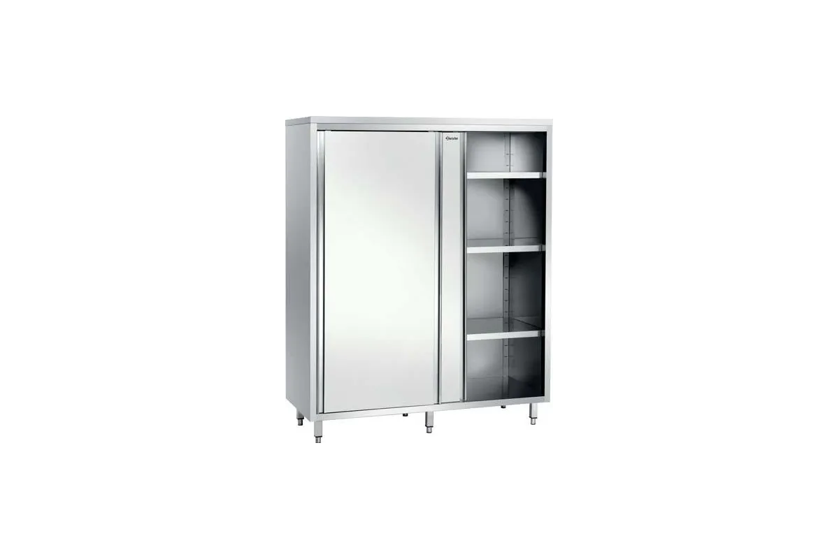 Szafka wysoka, w zestawie 3 półki, szerokość 1600 mm, z drzwiami przesuwnymi