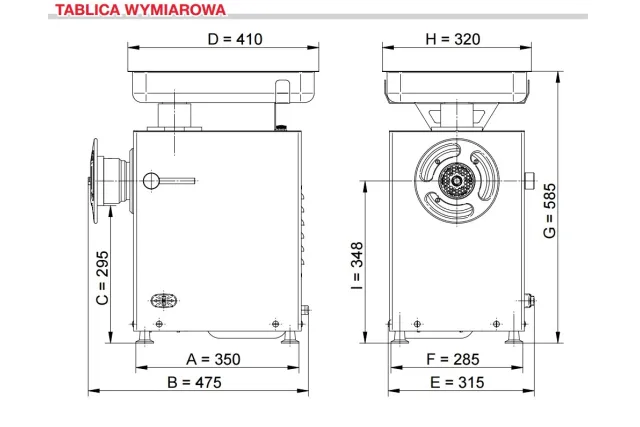 Wilk do mięsa z UNGEREM 3-elementowym WM22.1-U3 | 3-fazowy Ma-Ga 