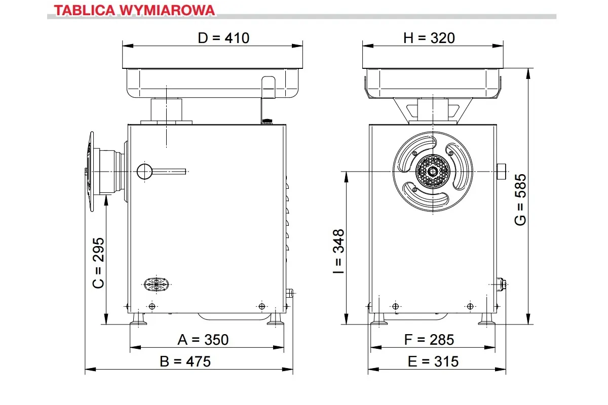 Wilk do mięsa z UNGEREM 3-elementowym WM22.1-U3 | 3-fazowy Ma-Ga 