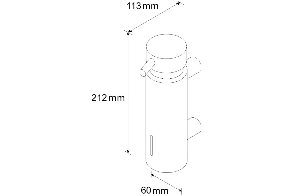 DOZOWNIK MYDŁA W PŁYNIE MOCOWANY DO ŚCIANY, POJ. 300 ML, MOSIĄDZ CHROMOWANY MATOWY D45S