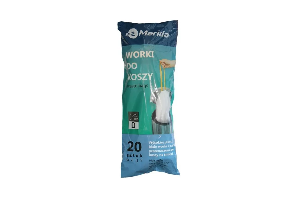 WORKI NA ŚMIECI MERIDA TOP 18-28 L, ROLKA 20 SZT., BIAŁE, Z TAŚMĄ ŚCIĄGAJĄCĄ, ZAPACHOWE Merida WTB301