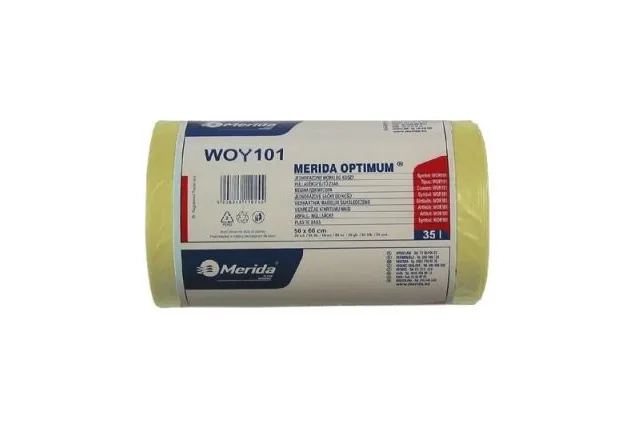 Jednorazowe worki na śmieci Merida Optimum, pojemność 35 l, żółte WOY101