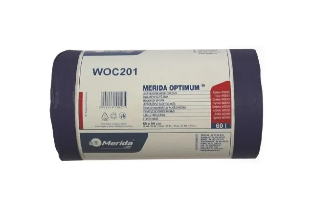 Jednorazowe worki na śmieci Merida Optimum, pojemność 70 l, czarne, ROLKA 50 S ZT., WOC201