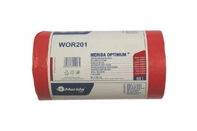 Jednorazowe worki na śmieci Merida Optimum, pojemność 70 l, czerwone, ROLKA 50 S ZT.,WOR201