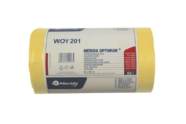 Jednorazowe worki na śmieci Merida Optimum, pojemność 70 l, żółte, ROLKA 50 SZ T., WOY201