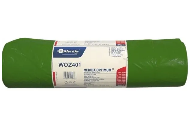 Jednorazowe worki na śmieci Merida Optimum, pojemność 160 l, zielone, ROLKA 25 SZT., WOZ401