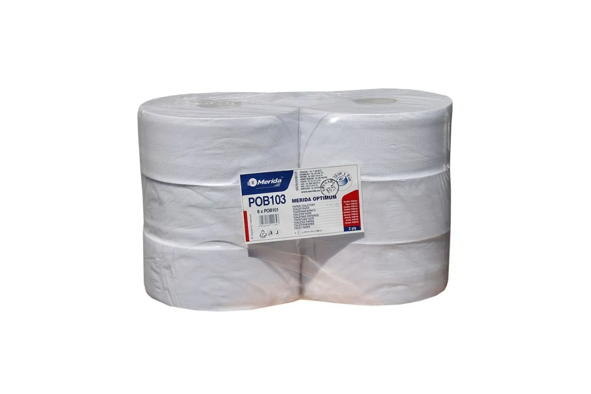 Papier toaletowy MERIDA OPTIMUM, zgrzewka 6 rolek, długość 210 m POB103