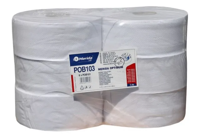 Papier toaletowy MERIDA OPTIMUM, zgrzewka 6 rolek, długość 210 m POB103