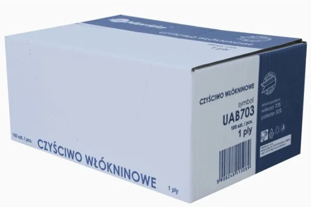 Czyściwo włókninowe białe w listkach, karton 100 szt. UAB703