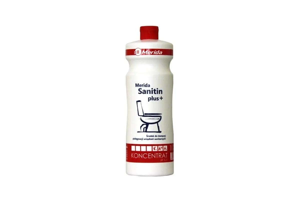 MERIDA SANITIN PLUS + kwaśny środek do bieżącej pielęgnacji urządzeń sanitarnych, pojemność 1 litr NML102