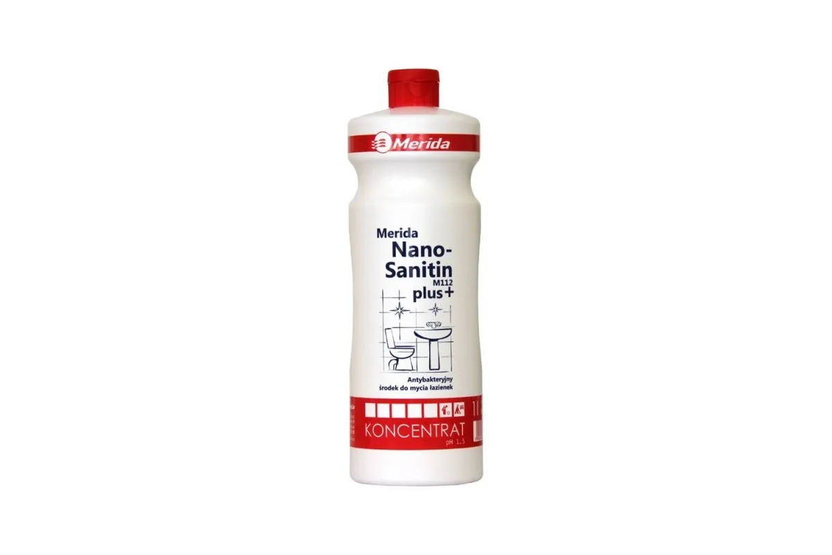 MERIDA NANO SANITIN PLUS + antystatyczny środek do bieżącego mycia pomieszczeń i urządzeń sanitarnych, pojemność 1 litr