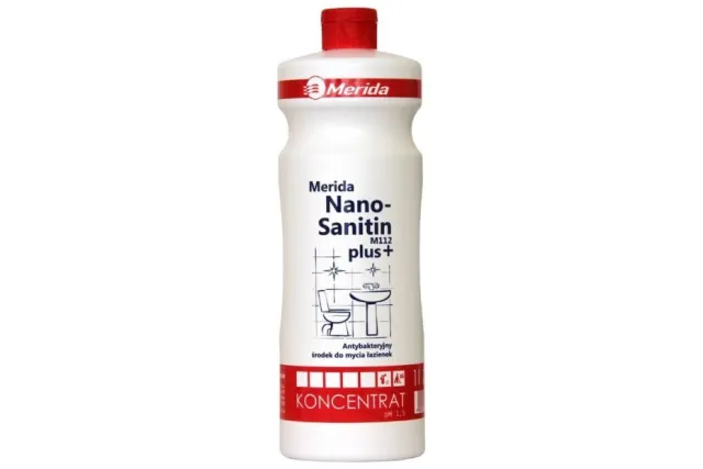 MERIDA NANO SANITIN PLUS + antystatyczny środek do bieżącego mycia pomieszczeń i urządzeń sanitarnych, pojemność 1 litr