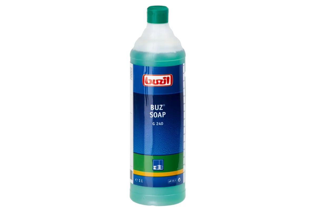 G240 BUZ® SOAP środek na bazie mydła do mycia codziennego podłóg odpornych na działanie wody, pojemność 1 litr NBP102