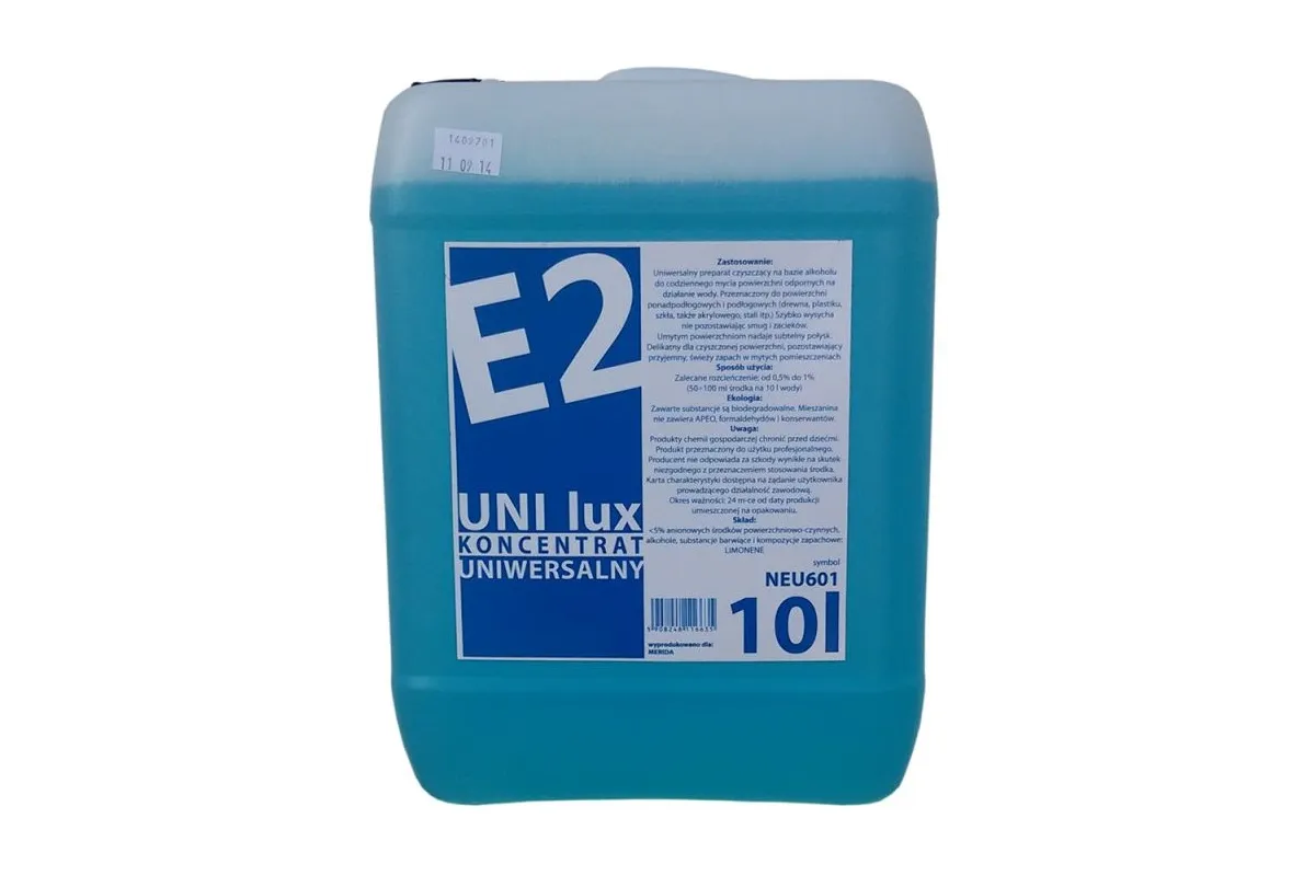 E2 UNI LUX uniwersalna mieszanina do mycia wszelkich twardych powierzchni ponadpodłogowych MERIDA NEU601