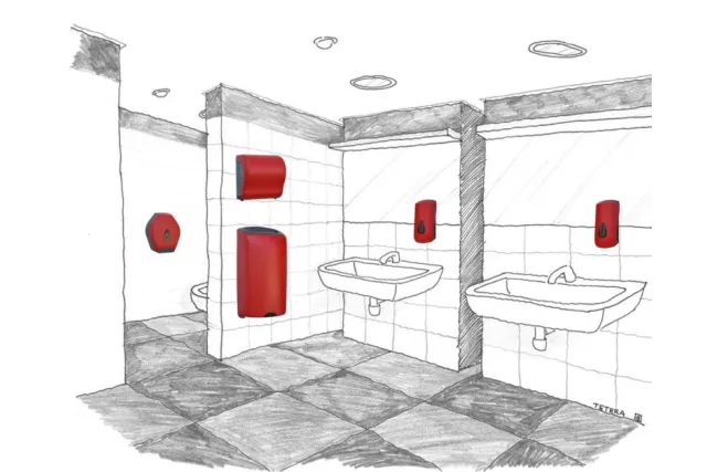 POJEMNIK NA PAPIER TOALETOWY W LISTKACH MERIDA UNIQUE RED LINE BUR401
