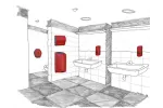 POJEMNIK NA PAPIER TOALETOWY W LISTKACH MERIDA UNIQUE RED LINE BUR401