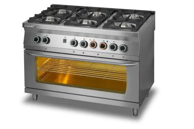 KUCHNIA GAZOWA 6-PALNIKOWA Z PIEKARNIKIEM ELEKTRYCZNYM 3 x GN 1/1 L700.KG6 PE max